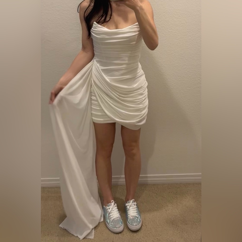 Elliatt White Draped Mini Dress